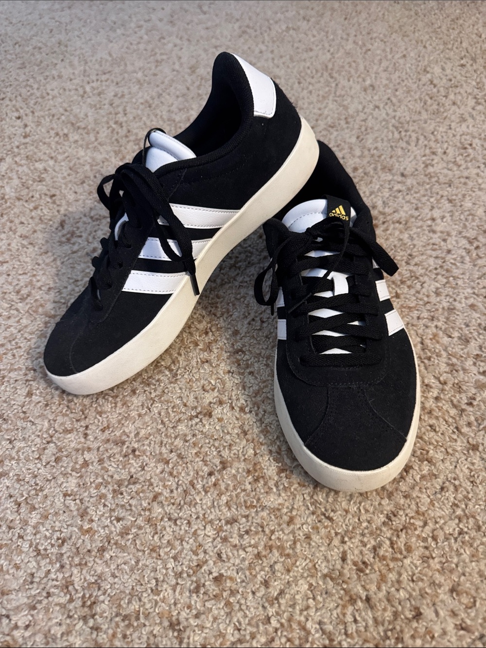adidas Black Suede Sneakers with White Stripes